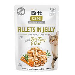 Brit Care Cat kapsička, filetky v želé s treskou a pstruhom 85 g