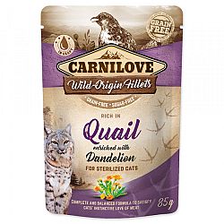 Carnilove Cat Pouch Castrate Rich prepelica s púpavou 85 g