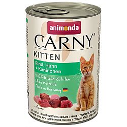 Carny Kitten hovadzie, kura a kralik 400g