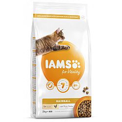 IAMS granuly pre mačky Adult Hairball Reduction kura 2kg