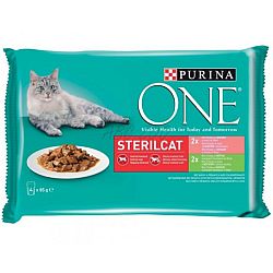 Purina One kapsička pre mačky Sterilcat morka, fazuľa, losos, mrkva 4 x 85 g