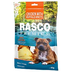 Rasco Premium pochúťka 11 cm byvolie uzly obalené kuracím mäsom 80 g