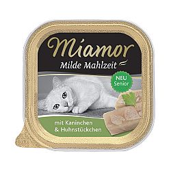 Vanička MIAMOR Milde Mahlzeit Senior králik + kuracie kúsky 100g