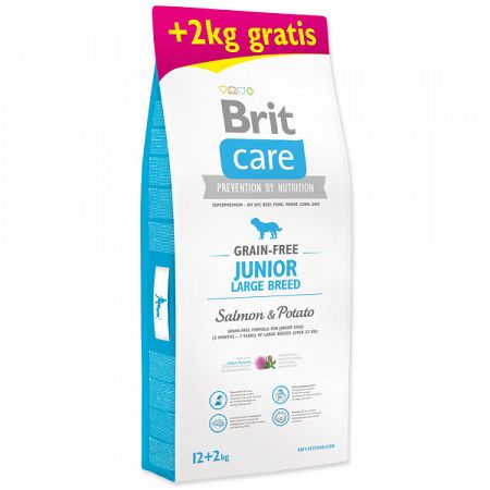 Brit Care Grain-free Junior Large Breed Salmon & Potato 12+2 kg ZDARMA