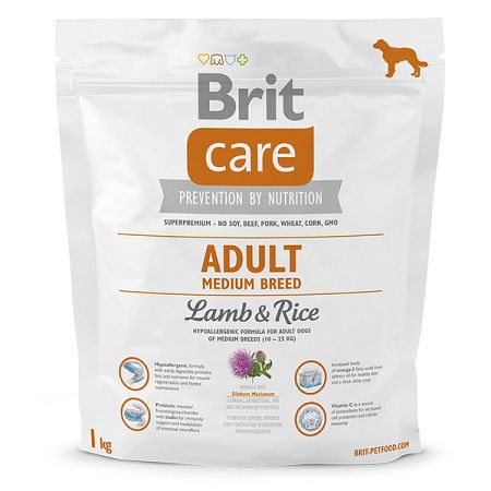 Brit Care granuly Adult Medium Breed jahňa a ryža 1 kg