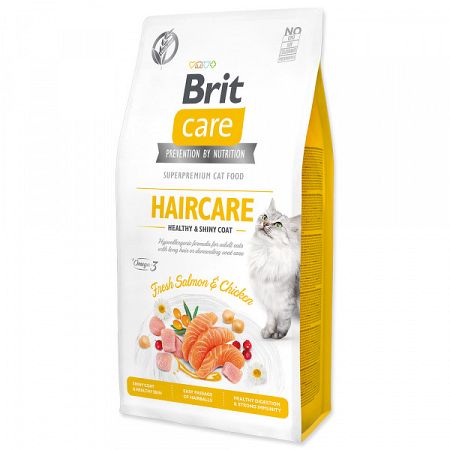 Brit Care granuly Cat Grain-Free Haircare Healthy & Shiny Coat losos a kura 7 kg