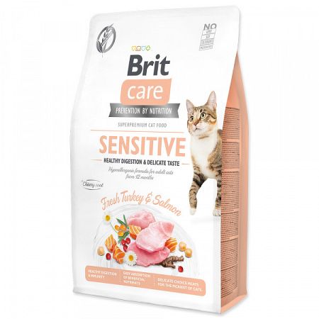 Brit Care granuly Cat Grain-Free Sensitive Healthy Digestion & Delicate Taste morka a losos 2 kg