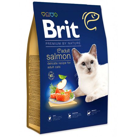 Brit Premium by Nature granuly Cat Adult losos 8 kg