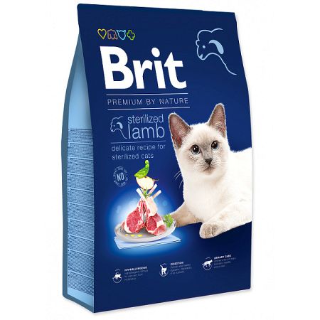 Brit Premium by Nature granuly Cat Sterilized jahňa 8 kg