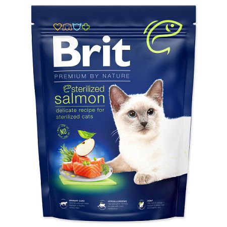 Brit Premium by Nature granuly Cat Sterilized losos 300 g