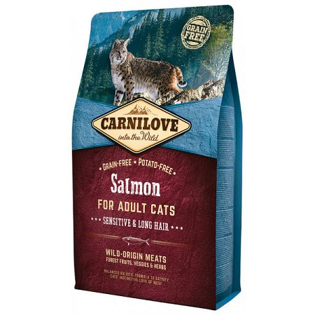 Carnilove Salmon Adult Cats granuly Sensitive and Long Hair losos 2 kg