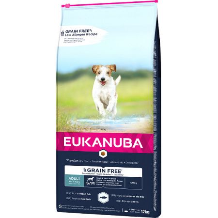 Eukanuba granuly pre dospelé psy Small & Medium Grain Free Ocean Fish 12kg