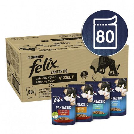 Felix Fantastic Multipack hovädzie/kuracie/tuniak/treska v želé 80x85g