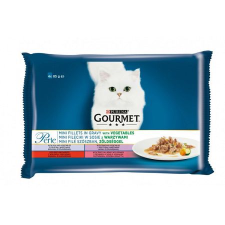 Gourmet Perle Cat kapsičky Mini filetky v štave so zeleninou 4 x 85 g