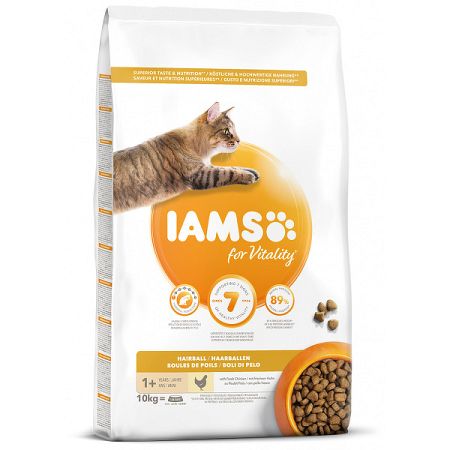 IAMS granuly pre mačky Hairball Reduction kuracie 10kg