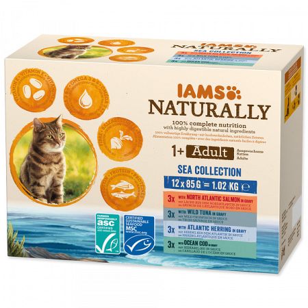 Iams Naturally kapsička morské mäso v omáčke multipack 12 x 85 g