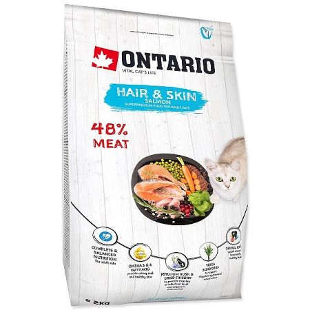 Ontario Cat Hair & Skin losos 2 kg