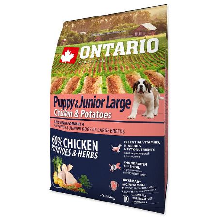 Ontario granuly Puppy & Junior Large kura a zemiaky 2,25 kg