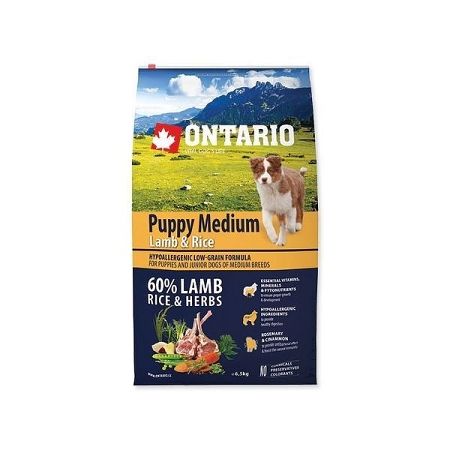 Ontario granuly Puppy Medium jahňa a ryža 6,5 kg