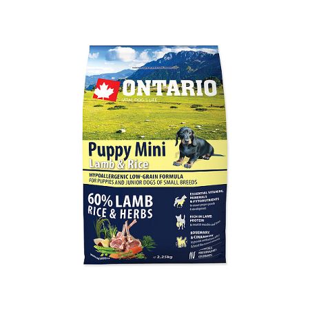 Ontario granuly Puppy Mini jahňa a ryža 2,25 kg