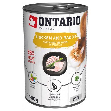 ONTARIO konz.Chicken,Rabbit, Salmon Oil 400g