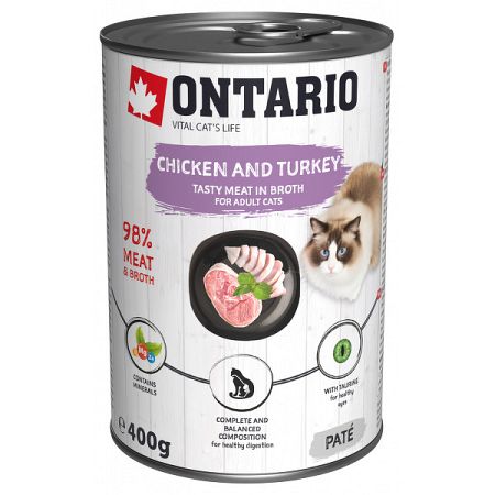 ONTARIO konz.Chicken, Turkey,Salmon Oil 400g