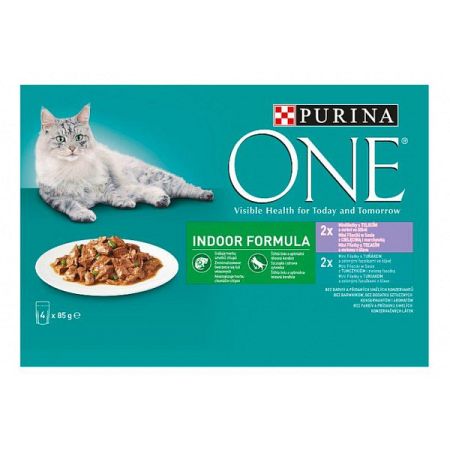 Purina One kapsička pre mačky Indoor tuniak, fazuľky, teľa, mrkva 4 x 85 g