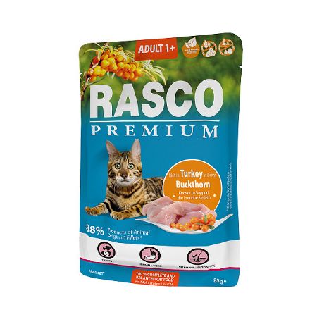 Rasco Premium Cat Adult kapsička morka v šťave 85 g