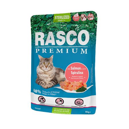 Rasco Premium Cat Adult Sterilized kapsička losos v šťave 85 g