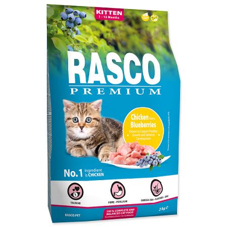 Rasco Premium Cat Kitten kura a čučoriedky 2 kg