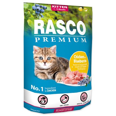 Rasco Premium Cat Kitten kura a čučoriedky 400 g