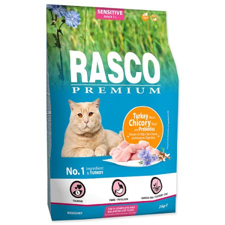 Rasco Premium Cat Sensitive morka a čakanka s probiotikami 2 kg